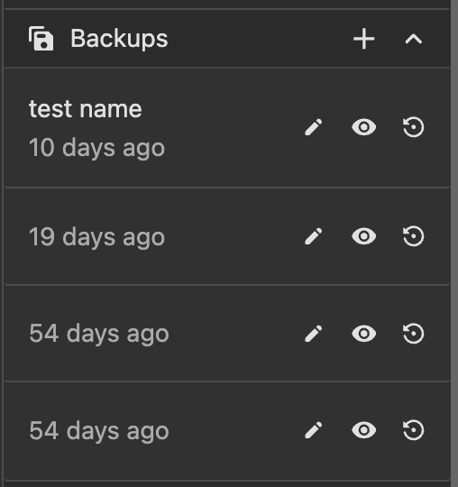 backups panel