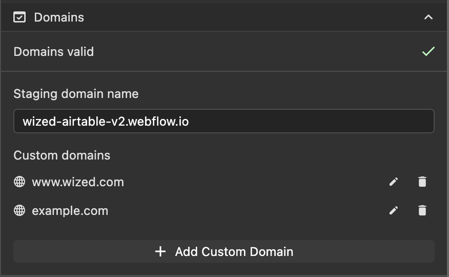 domains panel