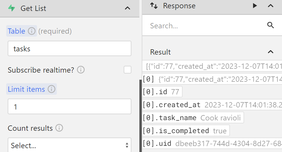 Limiting response items