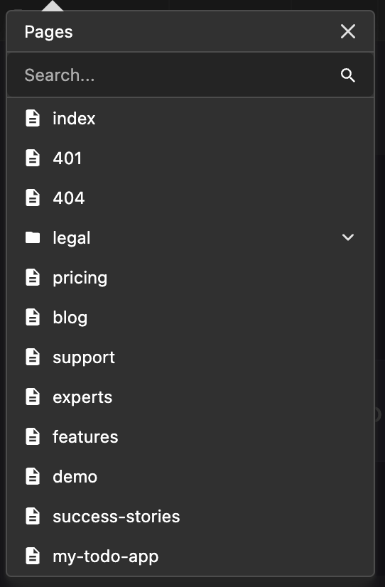 pages dropdown