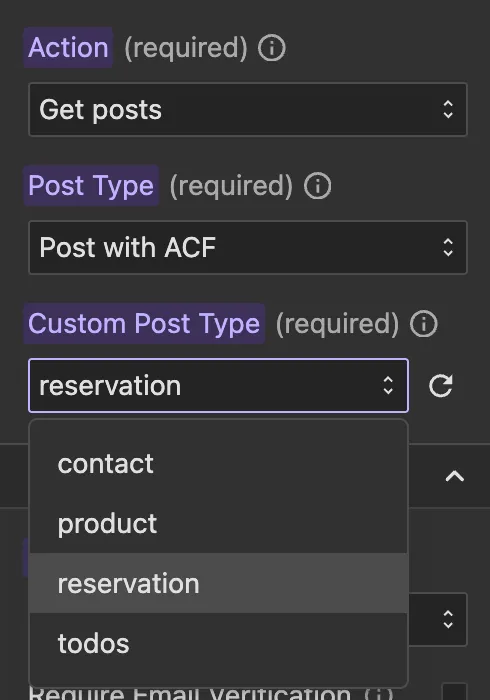 Post type selector