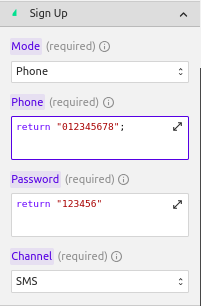 Create Supabase Phone Sign Up Request