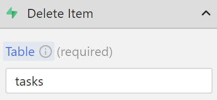 The table name field in Wized