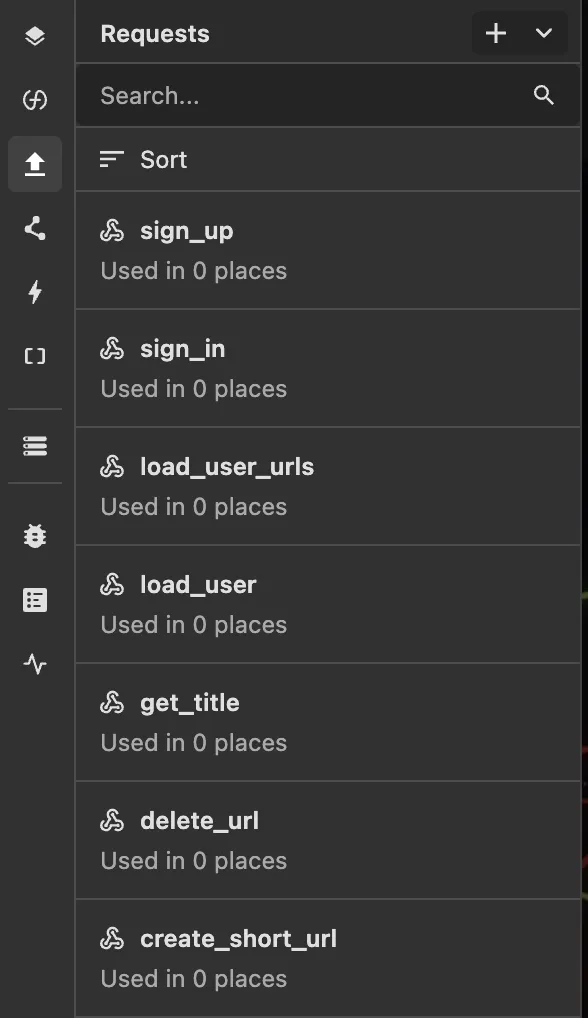 Url Shortener Wized requests